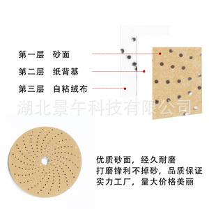 Papel de Lija Jingwu Cyclone Hole, Discos Adhesivos de 6 Pulgadas, Amarillos, para Eliminación de Polvo, Pulido y Lijado - Product Image 2