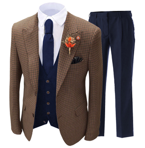 Offre Spéciale quatre saisons costume Slim Fit décontracté Plaid rayé costume hommes costume trois pièces ensemble - Product Image 5