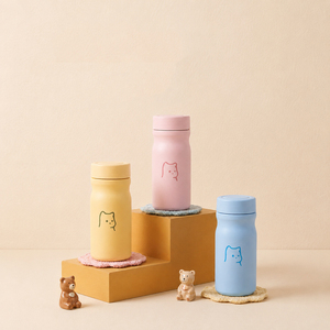 Thermos de poche mignon en forme d'ours de 360 ml, en acier inoxydable 304, mini bouteille d'eau isolée sous vide, tasse à café portable pour filles - Product Image 1