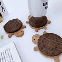 Sous-verre en bois de hêtre résistant à la chaleur avec logo personnalisé et motif tortue, 9x13cm, 3cm d'épaisseur