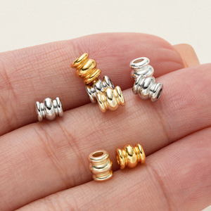 Three Layer Spacer Beads Barrel Shape <b>Copper</b> Plated 14K Gold Silver For <b>Bracelet</b> Making Jewelry Findings Components - Product Image 3