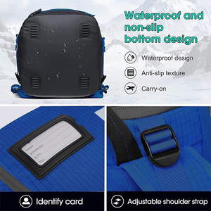 55L Ski <b>Boot</b> Bag Backpack with Helmet Goggle Compartment Waterproof <b>Standing</b> Mat Snowboard <b>Boots</b> Gear Travel Pack for Men Women - Product Image 4