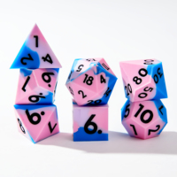 Ensemble de dés en silicone bleu rose ciel à bords coupés pour D&D, 7 pièces, dés polyédriques pour jeux de rôle Dungeons and Dragons Pathfinder RPG