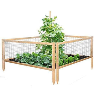 Fioriera Quadrata Rialzata in Legno da Giardino 48x10.5 Pollici con Recinzione CritterGuard - Product Image 4