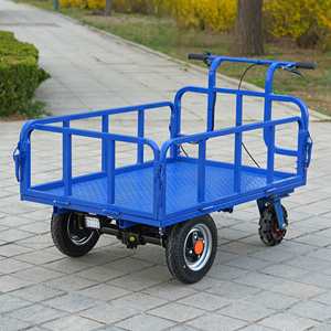 High-Horsepower Orchard Transporter Carro de coche plano eléctrico para jardín al aire libre Carga doméstica Vagón de descarga de hierro para el hogar - Product Image 1