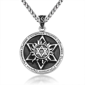 Thời Trang Vintage Talisman Seal Solomon Sáu Điểm Sao Vòng Cổ Mặt Dây Chuyền Mens Mát Mẻ Quẻ Thép Không Gỉ Sao Của David Vòng Cổ - Product Image 2