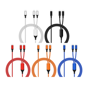 Câble USB Type-C Multi-charge rapide 100W 2-en-1 avec charge rapide PD et répartiteur, gaine en nylon et PVC pour iOS/ordinateur/téléphone portable - Product Image 6