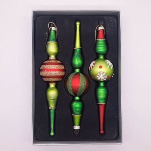 Ornements de Noël en verre personnalisés de couleur et de forme variées, fabriqués en Chine, 4*4*8cm, avec impression réactive, décorations artistiques suspendues - Product Image 5