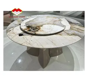 Dalle de marbre blanc Pandora dalle de marbre de Patagonie pierre naturelle de luxe marbre brésilien pour table à manger double couche 2