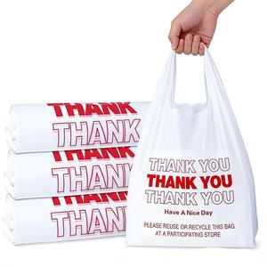 Manufacturer's Custom logo Thank You Plastic Shopping Bags White for Take-out Grocery Small Business Custom T-shirt Bags