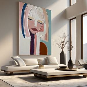 Pintura al Óleo Abstracta Minimalista Hecha a Mano, Arte de Pared Enmarcado para Decoración de Apartamentos y Hoteles Urbanos - Product Image 5