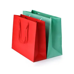 STOCK Horizontal White Brown Black Kraft Handle Boutique Shopping Pack Euro Tote Paper Gift Bags With Handles