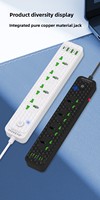 Nouvelle multiprise universelle avec ports USB, adaptateur secteur norme UE, quatre prises, interrupteur maître et câble de 2 mètres