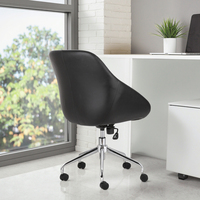 Chaise de bureau pivotante de style moderne et luxueux, dossier haut en cuir PU, avec structure en bois courbé, accoudoirs réglables