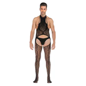 Degli uomini Calze A Rete BodyStocking Sexy uomo Lingerie Biancheria Intima