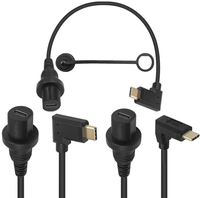 Câble coaxial USB 3.1 Type-C mâle vers femelle à angle de 90 degrés plaqué or, étanche, pour montage encastré sur panneau, pour voiture, bateau, moto