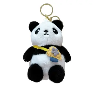Creative Backpack Panda Doll Pendant Decoration Giant Panda Plush Toy Keychain Keyring Pendant