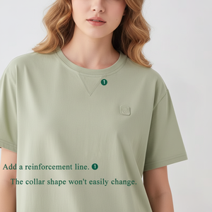 Precio de Fábrica, Camiseta de Manga Corta de Algodón Tejido, Transpirable, Cómoda, Simple, Casual, Minimalista, con Logotipo Personalizado, Cintura Elástica Alta para Mujer - Product Image 4