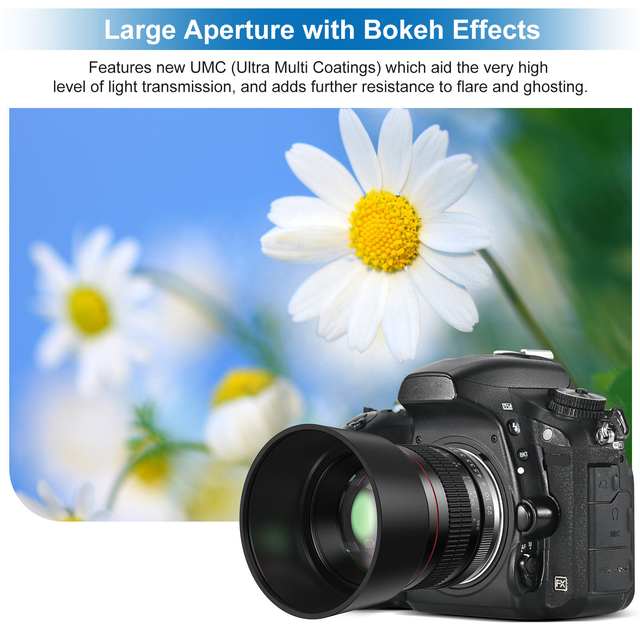 85mm F1.8 Large Aperture Portrait Lens Compatible With  Canon EOS 600D 550D 700D 1300D 6D 7D Sony Nikon DSLR Camera