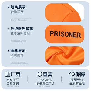 Manyusha Prison Uniform Set Orange Adult Unisex Role Play <b>Costume</b> - Product Image 5