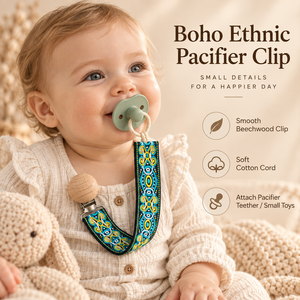 Chaîne de sucette pour bébé en coton sans BPA, style bohème, motif dessin animé, pour voyage – Grande vente - Product Image 4