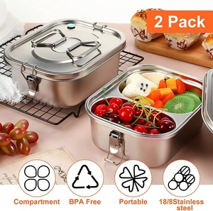 Wholesale 304 stainless steel lunch box 3 compartment insulated lunch box bento steel lunch box