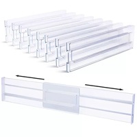 Organisateur de tiroir coulissant extensible en plastique transparent pour chaussettes, sous-vêtements, vêtements, séparateur de tiroir