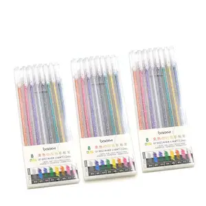 Bview Art 8 colores Glitter Gel Pens 1,0mm Metallic Vibrant Sparkle Colorful Pen para colorear