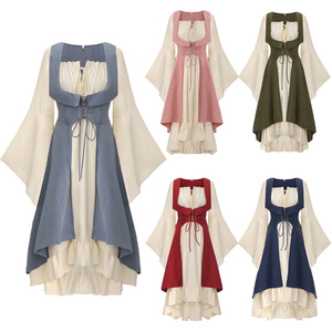 Robe médiévale Renaissance pour femme, col cœur, coupe asymétrique, costume de pirate, ensemble deux pièces, vintage, performance, <span class=keywords><strong>cosplay</strong></span> - Product Image 1