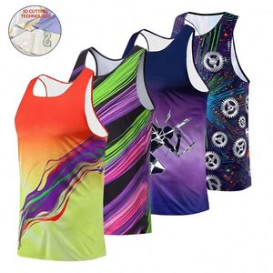 Custom Quick Dry Breathable Comfortable Marathon Seamless Knitted Mesh <b>Running</b> <b>Singlet</b> Casual Crew Neck Polyester Men - Product Image 1