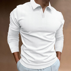 <span class=keywords><strong>Polo</strong></span> de otoño para hombre Diseño de <span class=keywords><strong>cremallera</strong></span> de manga larga <span class=keywords><strong>con</strong></span> cuello vuelto Camiseta ajustada transpirable de color sólido - Product Image 2
