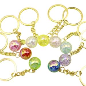 五角星亮片钥匙扣彩色透明玻璃球珠聚氯乙烯轻钥匙圈塑料材质 - Product Image 5