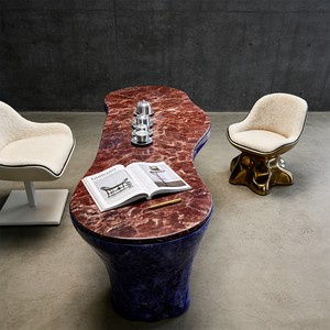 <span class=keywords><strong>Tavolino</strong></span> da Caffè di Lusso in Marmo, Arredamento Moderno per <span class=keywords><strong>Soggiorno</strong></span>, Piano in Pietra Ovale, <span class=keywords><strong>Tavolo</strong></span> Centrale di Design per Villa, Hotel, Casa - Product Image 2