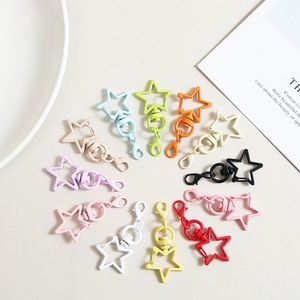 Colorful Painted Pentagonal Star with Crayfish Buckle Accessories DIY Accessories Wholesale Zinc Alloy Rotating Keychain Pendant - Product Image 4