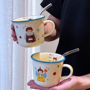 Taza de Cerámica con Diseño de Dibujos Animados, con Asa, en Caja de Regalo para Niños y Familia, Primavera 2025, Diseños Amarillo, Rosa y Azul - Product Image 3