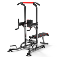 Tour de musculation multifonction réglable en hauteur avec barre de traction, station de dips et banc d'haltérophilie