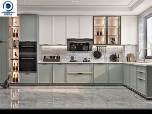 Prima Apartment <strong>Kitchen</strong> MDF Modern <strong>Fitted</strong> <strong>Kitchen</strong> Cabinets Gray Single Door Wall Cabinet Set with Faucet RTA Custom Furniture - Product Image 5