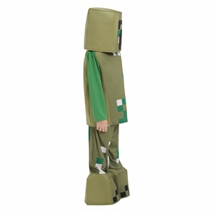 Disfraz de Minecraft Creeper para niños, disfraz de cosplay para fiesta de Halloween, actuación en escenario, diseño de píxeles verdes - Product Image 4