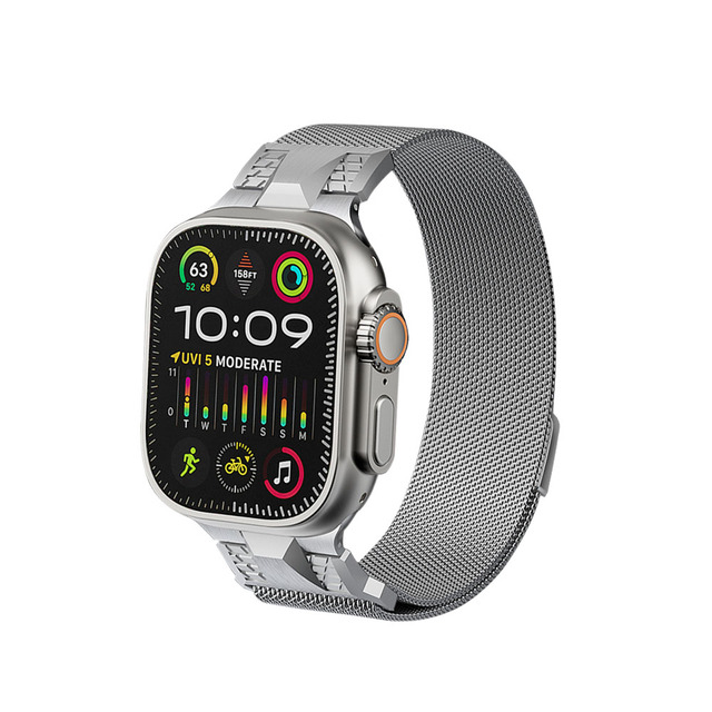 Eraysun Replacement Adjustable Stainless Steel Smart Watch Wrist Band Strap 42/44/45/49mm for Apple Watch SE 2 Metal Bands