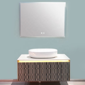 حمام صغير معلق على الحائط من الخشب الصلب Mdf للحمام ، ديكور حمام واحد مع حوض - Product Image 1