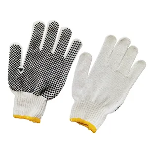 Hot selling white cotton knit black PVC dot mechanical work gloves light industrial construction work gloves