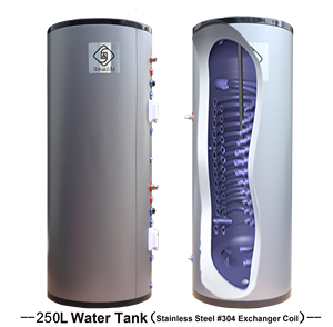 Calentador de Agua por Aire de 60Hz -15D R290 70Dg A++ con Bomba de Calor de 4kw6, Sistema Híbrido de Enfriamiento por Aire y Calentamiento Solar, Tanque de Cilindro con Serpentín - Product Image 6