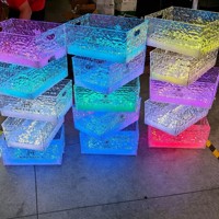 Seau à champagne en plastique personnalisé avec logo, seau à glace carré en acrylique, refroidisseur LED à 7 couleurs pour KTV Club