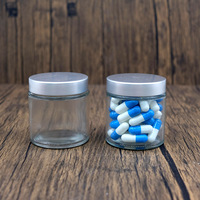 Bocaux en verre transparent à face droite de qualité laboratoire avec double couvercle en aluminium pour capsules pharmaceutiques récipients de stockage des aliments