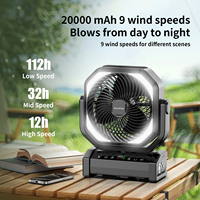 Ventilateur Socool 20000mAh rechargeable, télécommande automatique, LED oscillant, pliable, lumière de bureau, ventilateur de refroidissement à batterie, vitesse du vent quatre