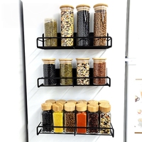 Étagère magnétique latérale pour réfrigérateur - Organisateur d'épices en fer sans perçage, étagère de rangement murale pour la cuisine et le bureau