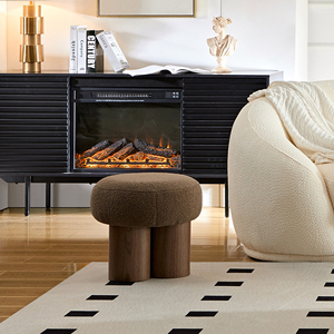 Modern <strong>Adjustable</strong> Mushroom <strong>Stool</strong> with Brown Lamb Wool Seat and Barrel PVC Pipe Walnut Veneer-Hotel Bedroom Apartment Ottoman - Product Image 4