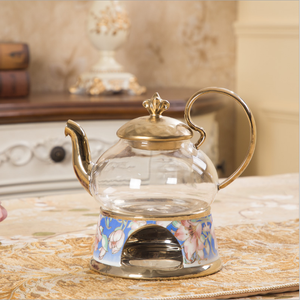 Juego de Té de Estilo Europeo con Diseño Simple de Flores y Frutas, Calentador de Velas, Tetera de Vidrio y Cerámica para Té de Frutas y Flores, Juego de Té para la Tarde - Product Image 6