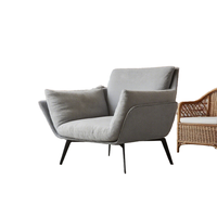Fauteuil de salon moderne en velours écologique avec structure métallique pour salon, chambre et bureau à domicile