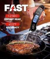 Thermomètre à viande numérique portable pliable étanche avec écran LCD et alimentation par piles, précision de 1°